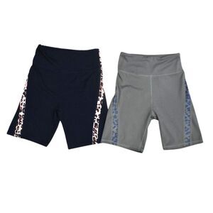 Womens Bicycle Shorts Small Black Green Highwaist Animal Print Stretch Workout